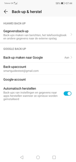 Selecteer Back-upaccount