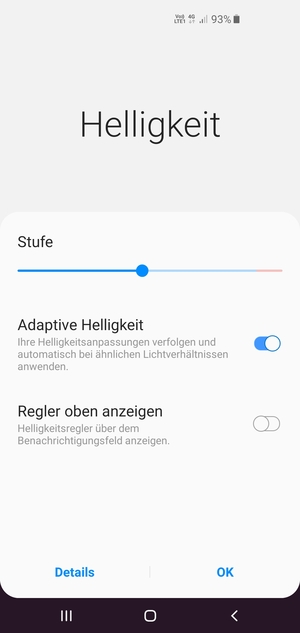 Schalten Sie Adaptive Helligkeit ein und wählen Sie OK