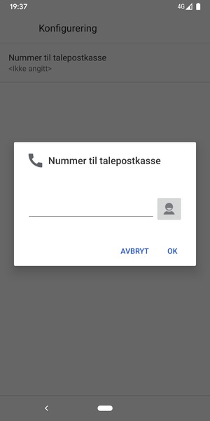 Skriv inn Nummer til talepostkasse og velg OK