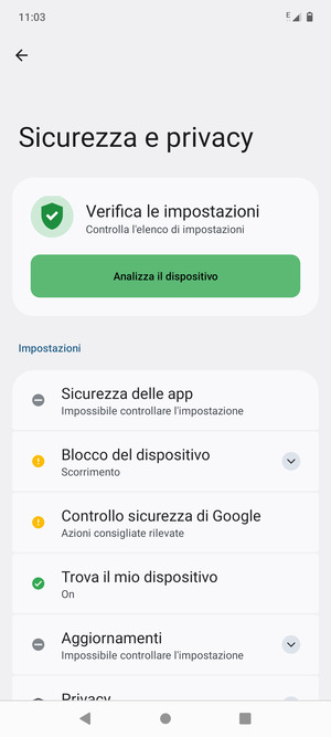 Per attivare il blocco dello schermo, vai al menu Sicurezza e privacy e seleziona Blocco del dispositivo