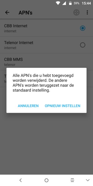 Selecteer OPNIEUW INSTELLEN