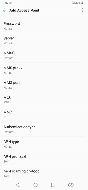 Scroll down and enter MMS information