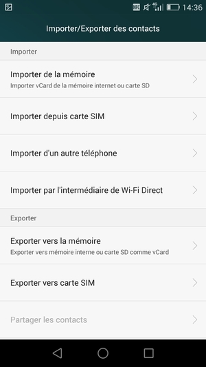 Sélectionnez Importer depuis carte SIM