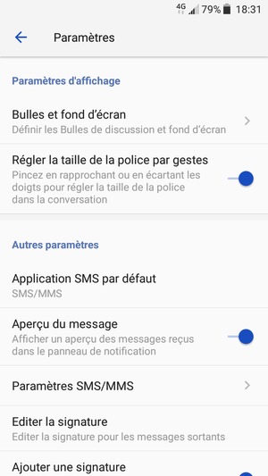 Sélectionnez Paramètres SMS/MMS