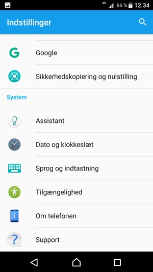 Scroll til og vælg Om telefonen