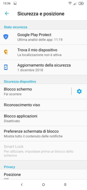 Seleziona Blocco schermo