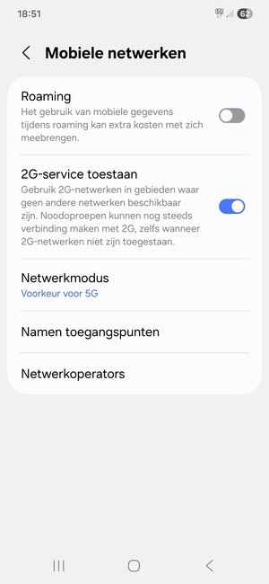 Om van netwerk te wisselen in geval van netwerkproblemen, selecteert u Netwerkoperators