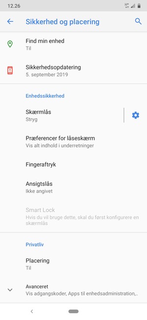 Scroll til og vælg Placering
