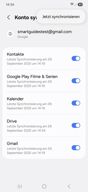 Wählen Sie Jetzt synchronisieren