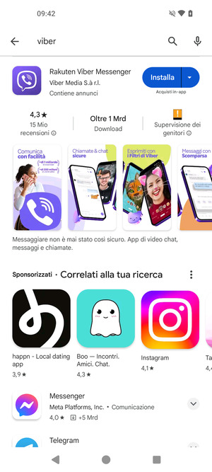 Seleziona l'applicazione