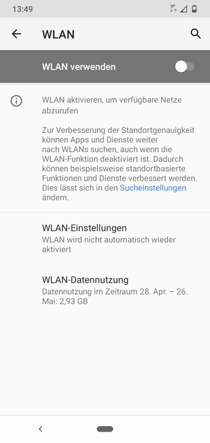 Schalten Sie WLAN verwenden ein
