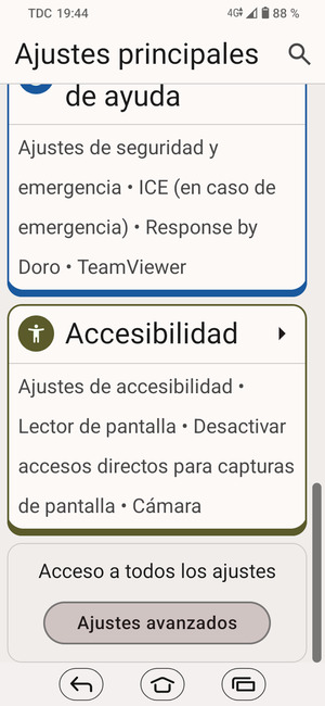 Desplácese y seleccione Ajustes avanzados
