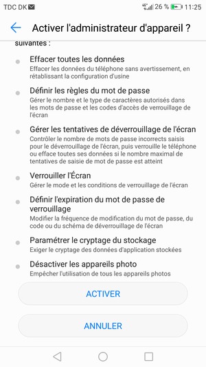 Faites défiler vers le bas et sélectionnez ACTIVER