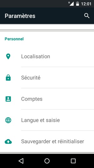 Faites défiler et sélectionnez Sécurité