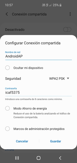 Introduzca una contraseña de al menos 8 caracteres y seleccione Guardar