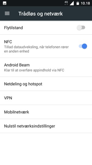 Vælg Netdeling og hotspot