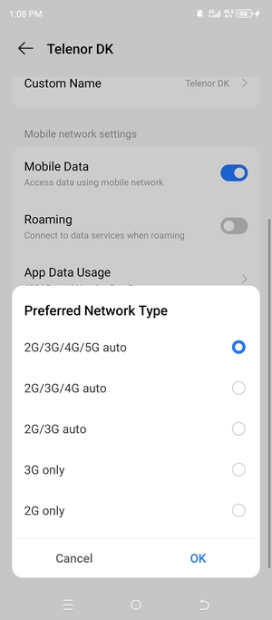 Select your preferred option and select OK