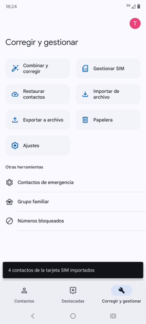 Sus contactos se guardarán en su cuenta de Google y se guardarán en su teléfono la próxima vez que Google sea sincronizado.
