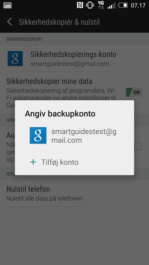 Vælg din Google konto