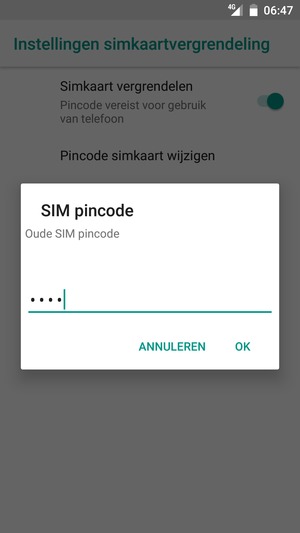 Voer uw Oude pincode voor simkaart in en selecteer OK