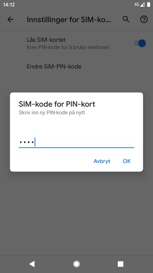 Bekreft din nye PIN-kode for SIM-kort og velg OK
