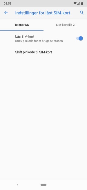 Vælg Public og Skift pinkode til SIM-kort