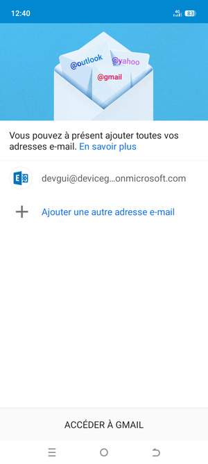 Sélectionnez ACCÉDER Á GMAIL
