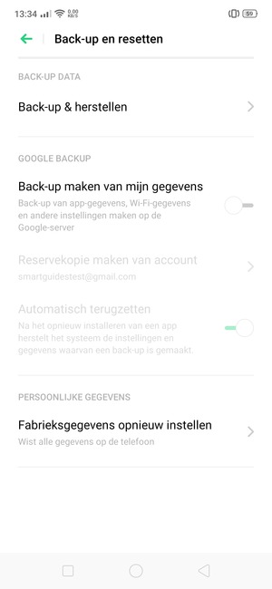 Schakel Back-up maken van mijn gegevens in