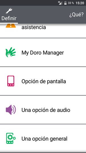 Desplácese y seleccione Una opción general