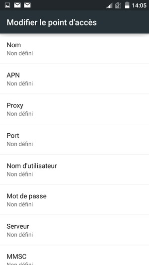 Saisissez les informations Internet