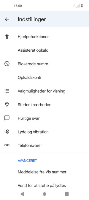 Scroll til og vælg Telefonsvarer