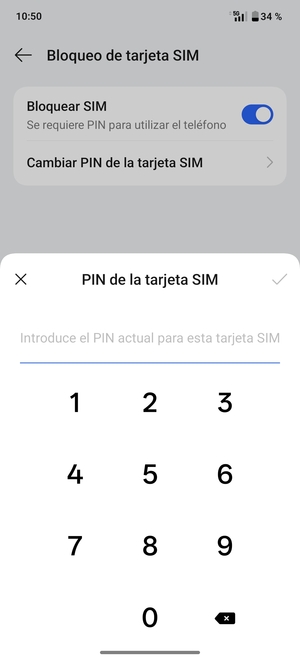 Introduzca su PIN de tarjeta SIM antiguo y seleccione Aceptar