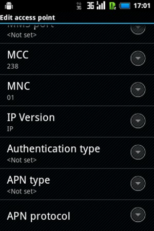 Scroll down and enter MMS information