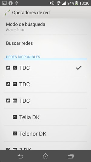 Seleccione un operador de red de la lista
