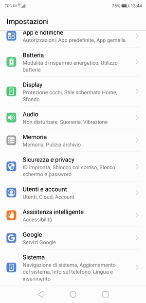 Scorri e seleziona Sicurezza e privacy