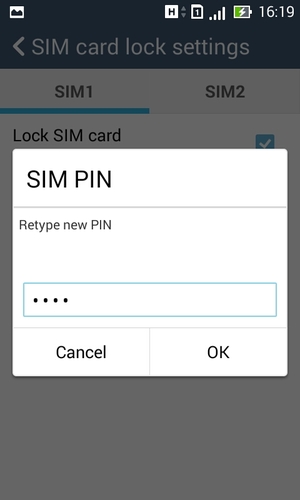 Confirm your new SIM PIN and select OK