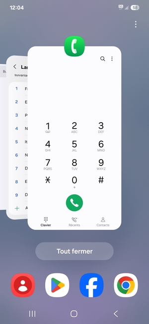 Sélectionnez Tout fermer pour fermer toutes les applications en cours d'exécution