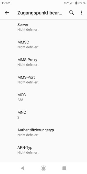 Scrollen Sie nach unten und geben Sie Internetinformationen ein