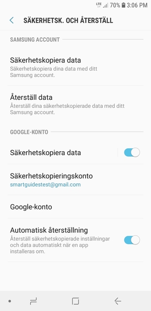 Välj Säkerhetskopieringskonto