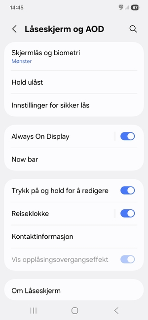 Telefonen din er nå sikret med en skjermlås