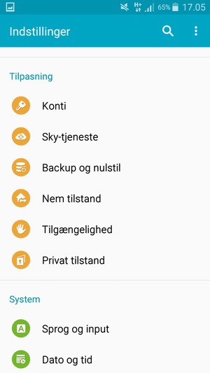 Scroll til og vælg Konti