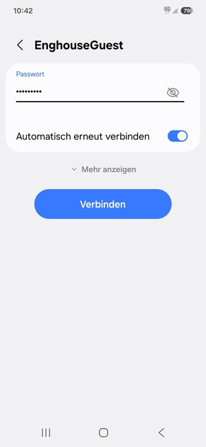 Geben Sie das WLAN-Passwort ein und wählen Sie Verbinden