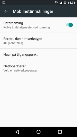 Slå Dataroaming på eller av