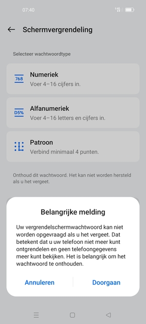 Selecteer Doorgaan