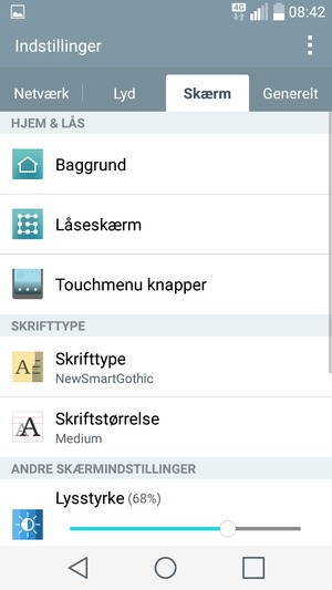Vælg Skærm og Låseskærm