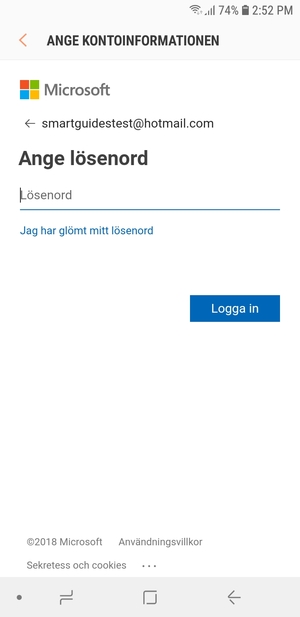 Ange ditt lösenord och välj Logga in