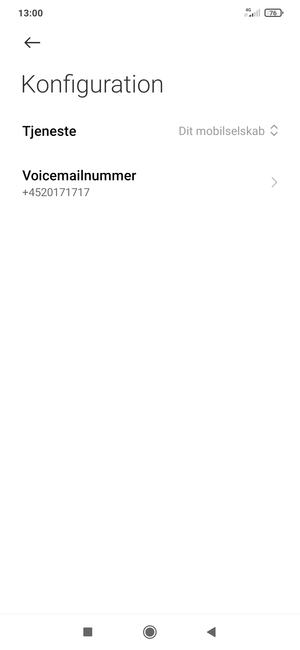 Vælg Voicemailnummer