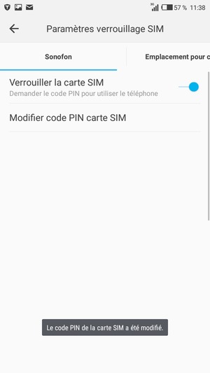 Votre code PIN de la carte SIM a été modifié
