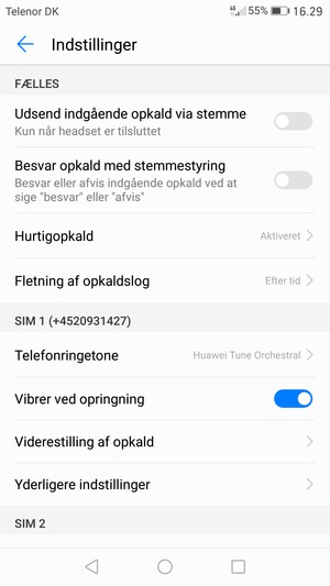 Scroll til SIM 1 eller SIM 2 og vælg Yderligere indstillinger