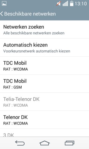 Selecteer een netwerkoperator uit de lijst
